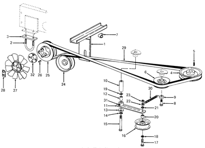 Drive Diagram and Parts List for 1610 0350042U-135393100-135393399-136393100 Cub Cadet Lawn Tractor